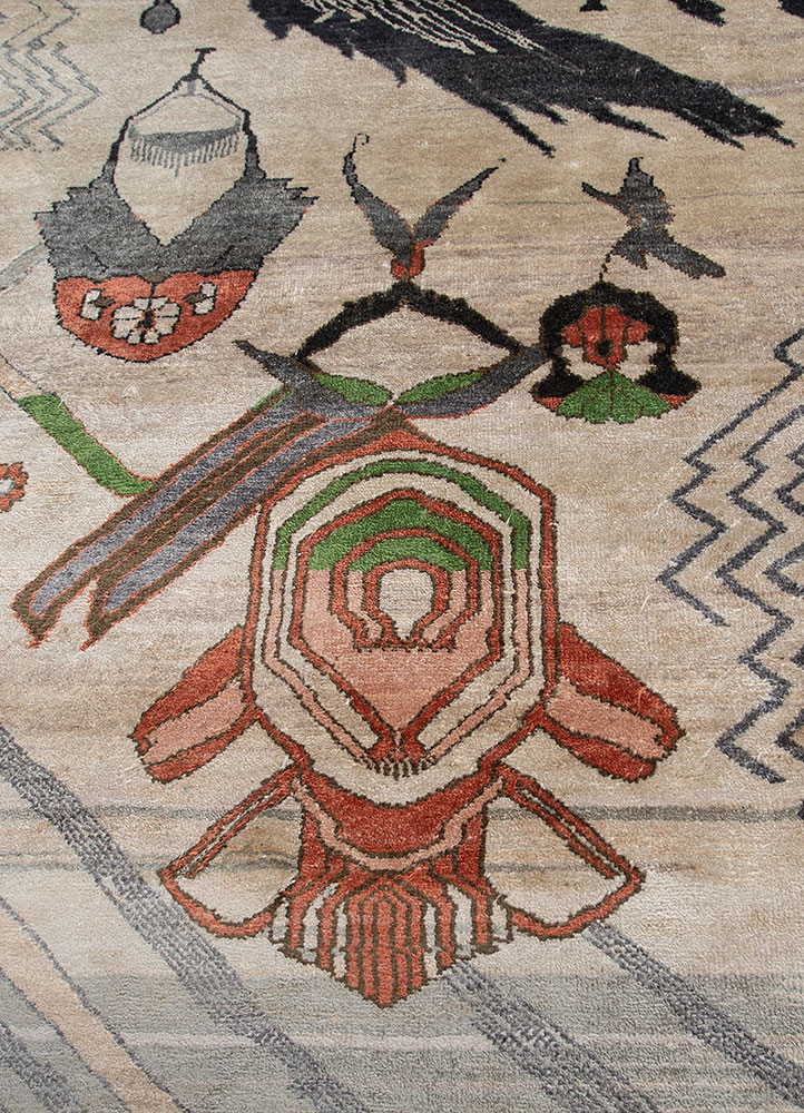manchaha grey and black silk hand knotted Rug - CloseUp