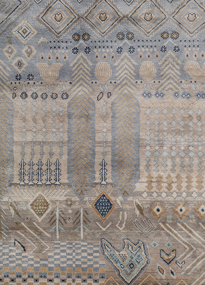 manchaha grey and black silk hand knotted Rug - CloseUp