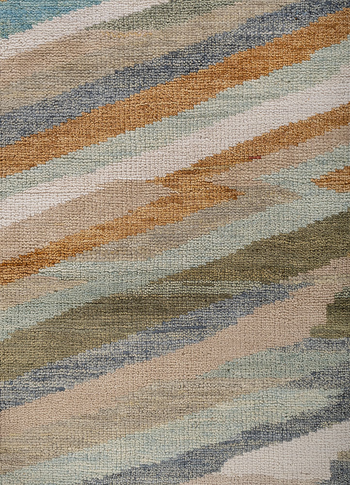 manchaha beige and brown wool hand knotted Rug - CloseUp