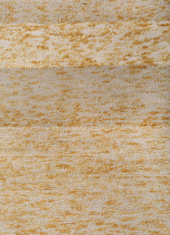 kavi x manchaha gold wool hand knotted Rug - CloseUp