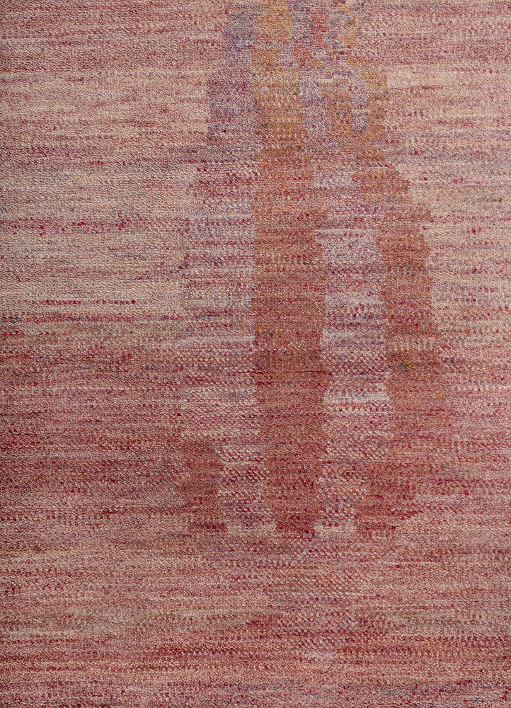 kavi x manchaha pink and purple wool hand knotted Rug - CloseUp