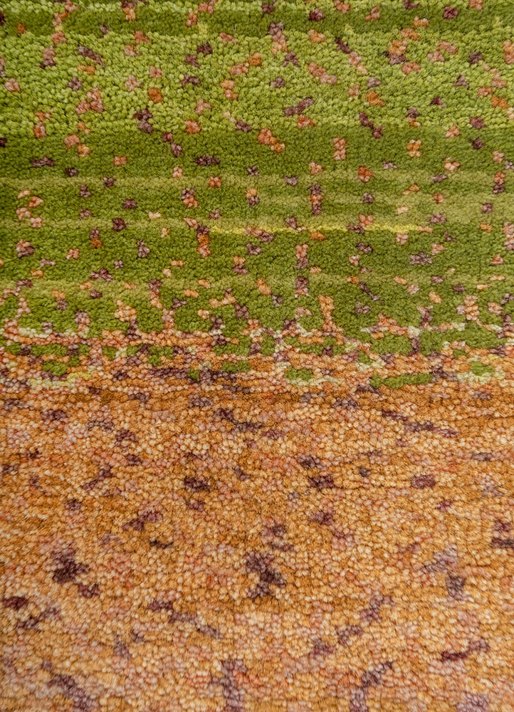 kavi x manchaha gold wool hand knotted Rug - CloseUp