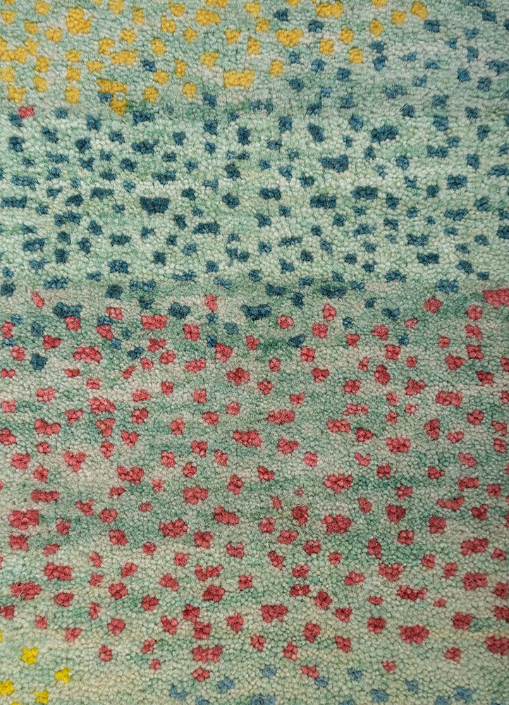 kavi x manchaha blue wool hand knotted Rug - CloseUp