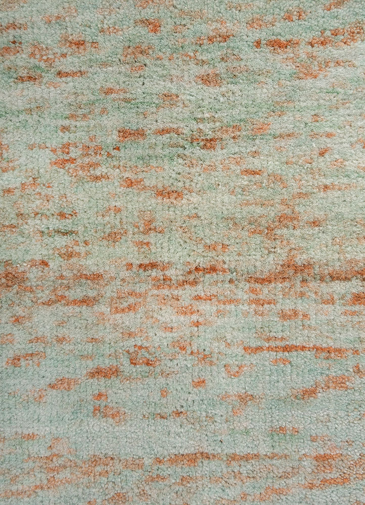kavi x manchaha red and orange wool hand knotted Rug - CloseUp