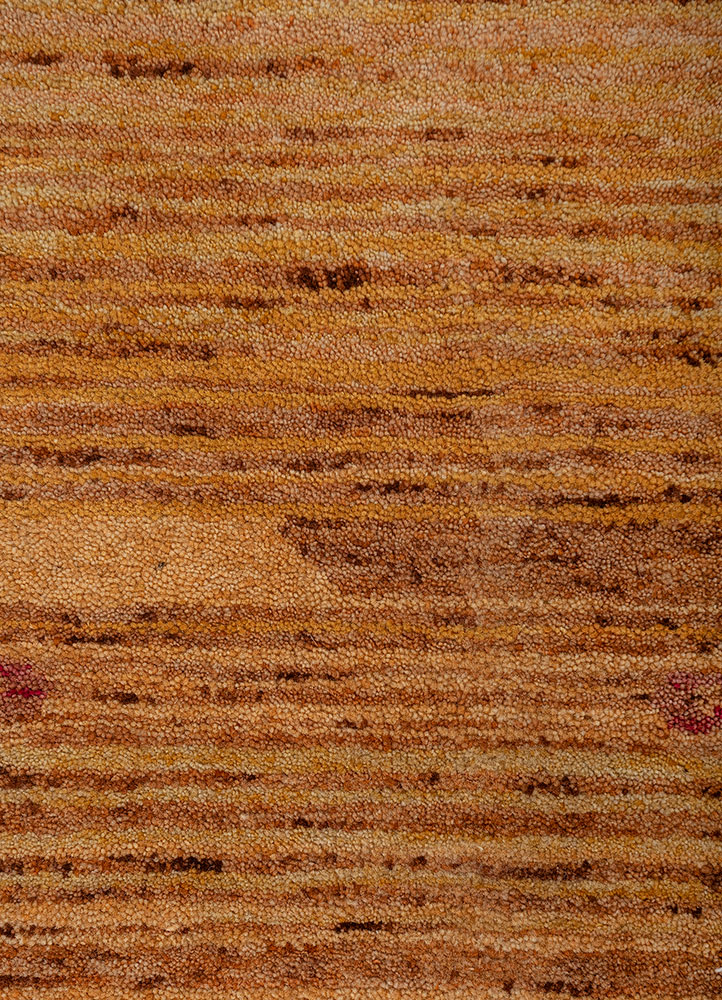 kavi x manchaha red and orange wool hand knotted Rug - CloseUp