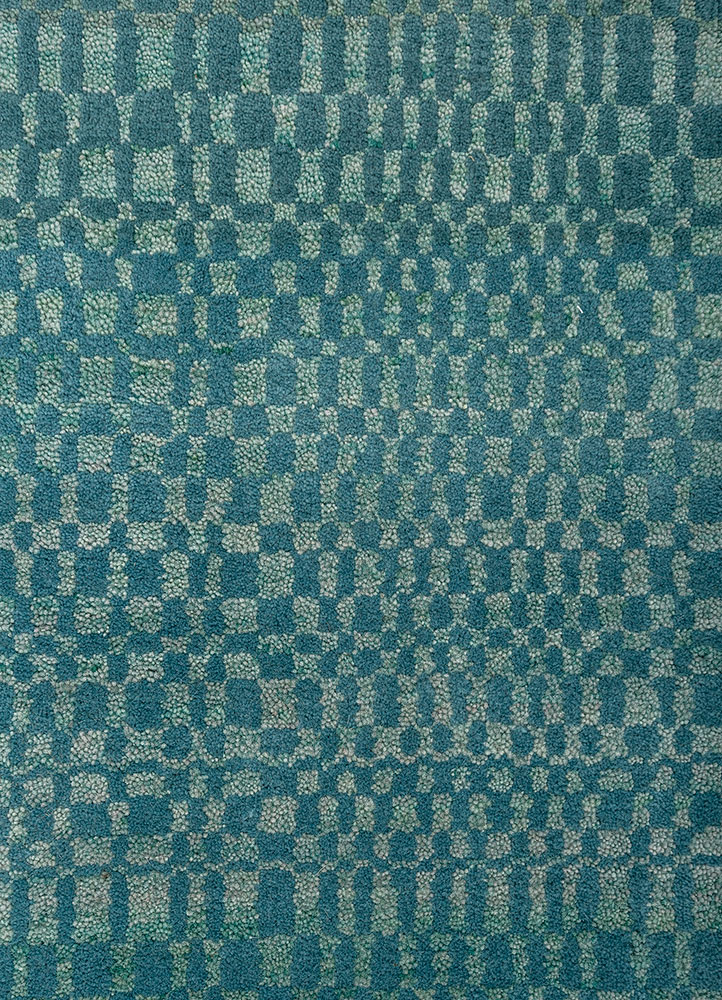 kavi x manchaha green wool hand knotted Rug - CloseUp