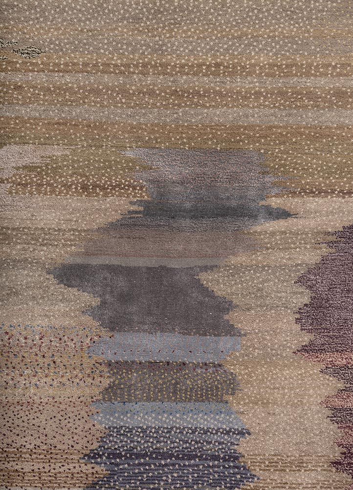 kavi x manchaha grey and black wool and bamboo silk hand knotted Rug - CloseUp