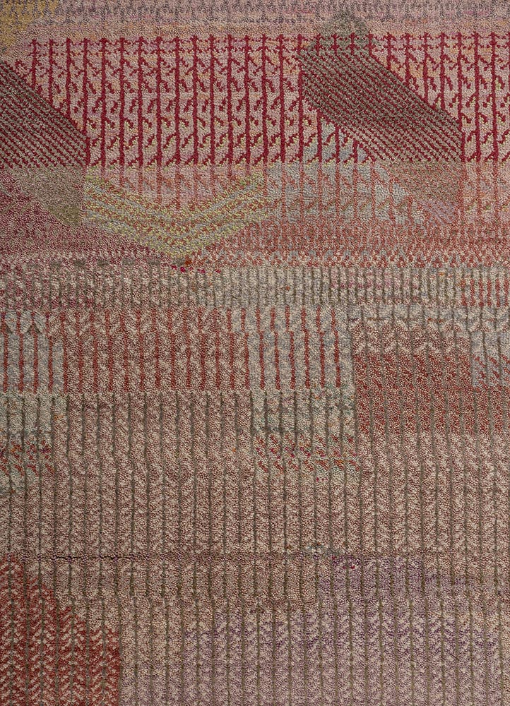 kavi x manchaha pink and purple wool hand knotted Rug - CloseUp