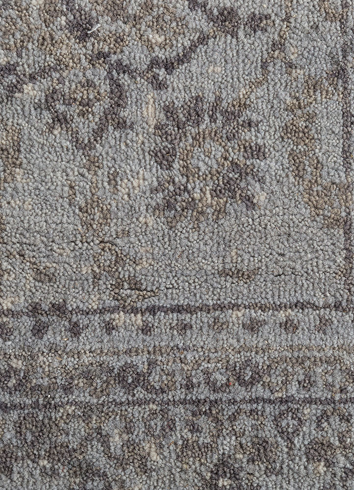 far east blue wool hand knotted Rug - CloseUp