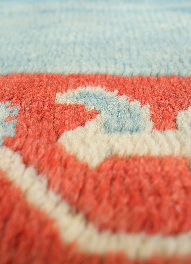 nuray blue wool hand knotted Rug - CloseUp