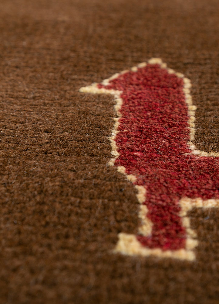 nuray beige and brown wool hand knotted Rug - CloseUp