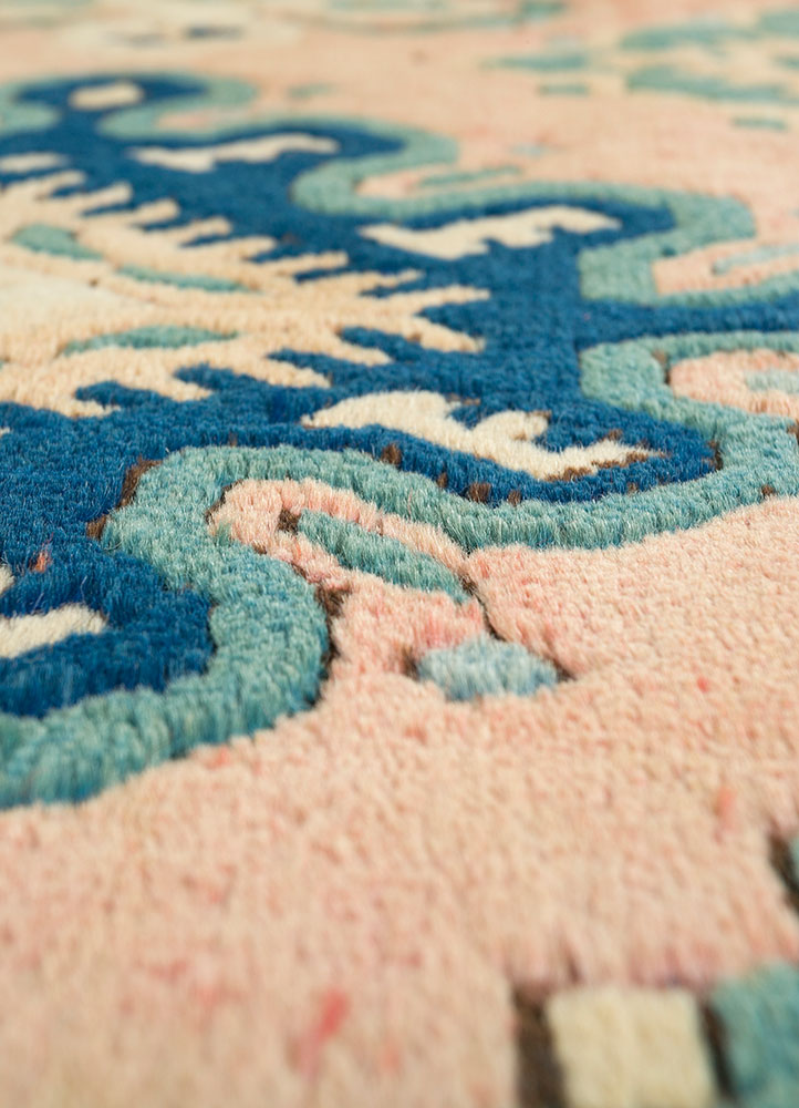 nuray red and orange wool hand knotted Rug - CloseUp