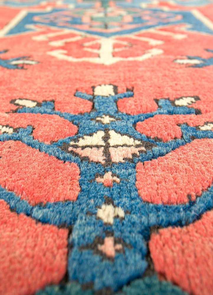 nuray red and orange wool hand knotted Rug - CloseUp