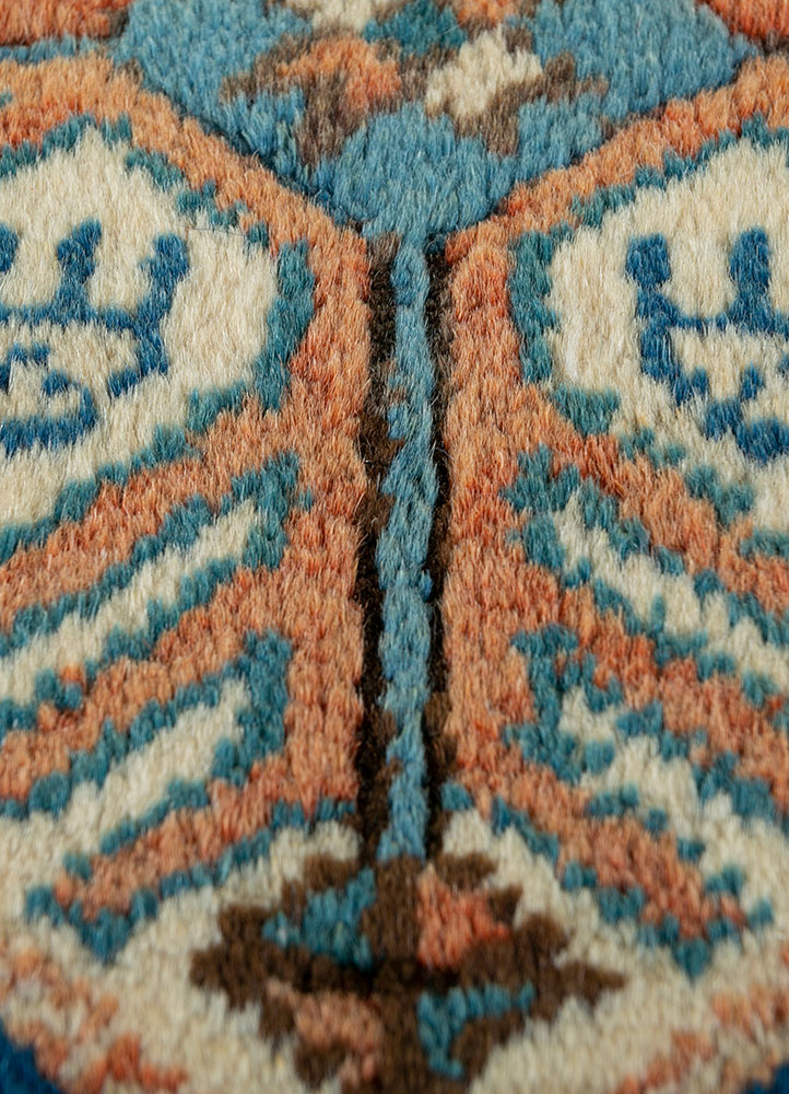 nuray blue wool hand knotted Rug - CloseUp