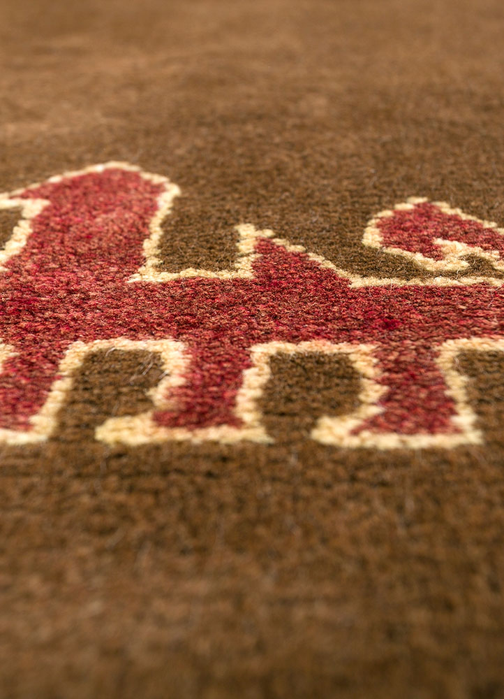 nuray beige and brown wool hand knotted Rug - CloseUp
