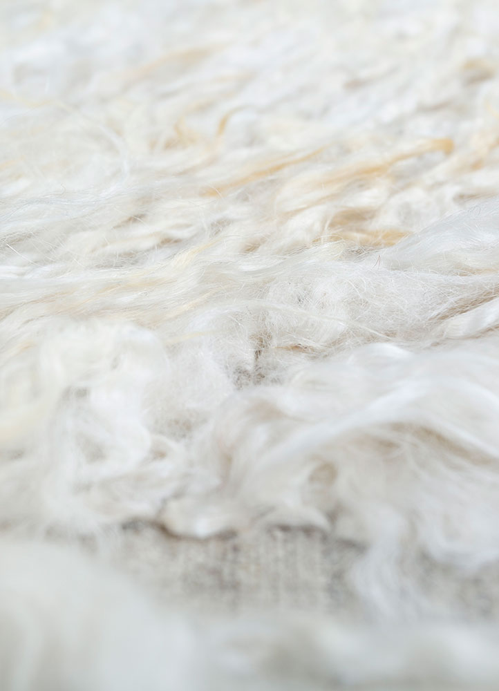 zuri ivory wool hand knotted Rug - CloseUp