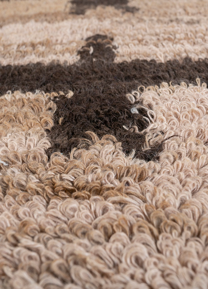 nuray beige and brown wool hand knotted Rug - CloseUp