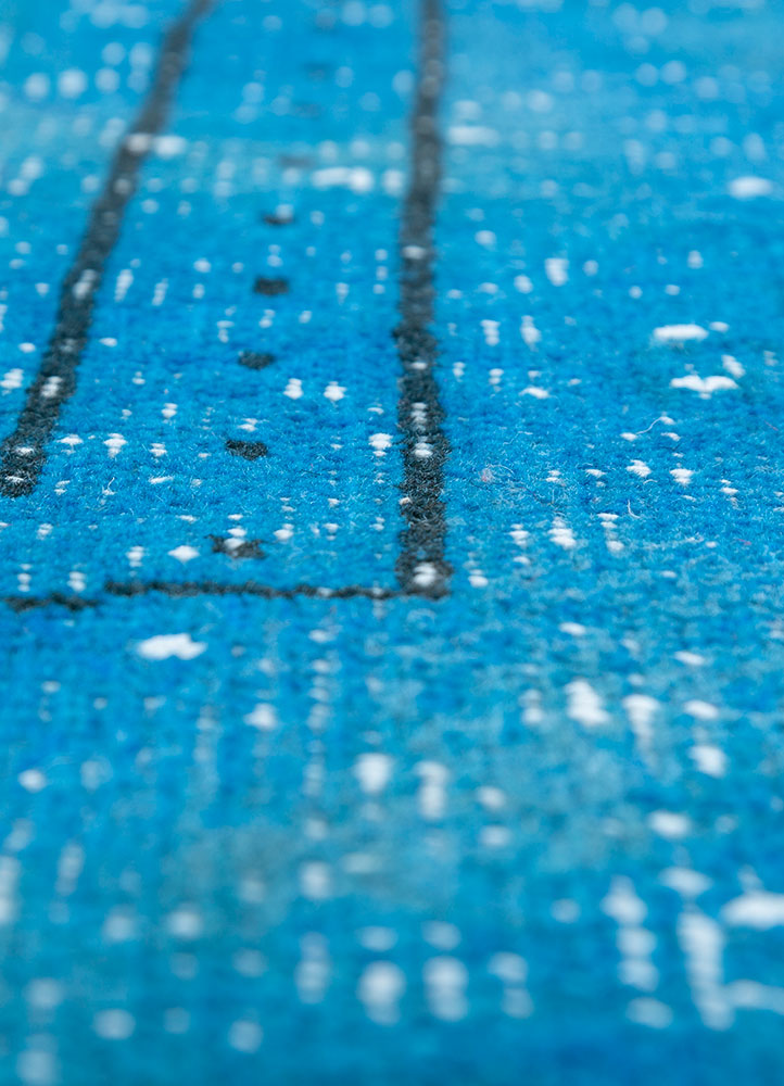 lacuna blue wool hand knotted Rug - CloseUp