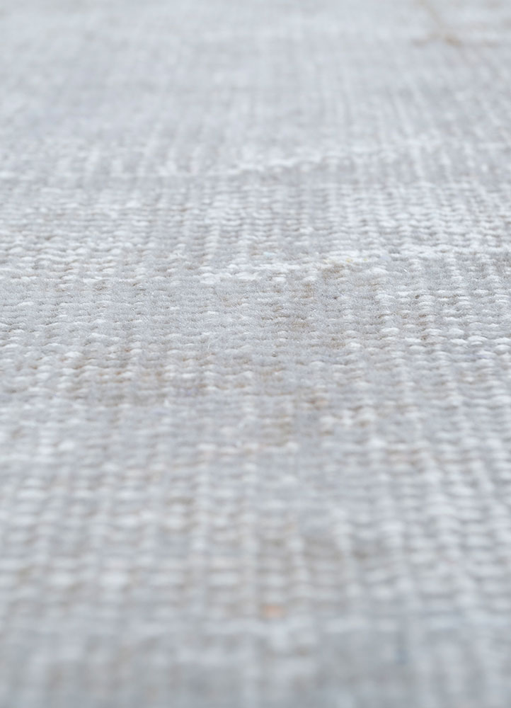 vintage grey and black wool hand knotted Rug - CloseUp