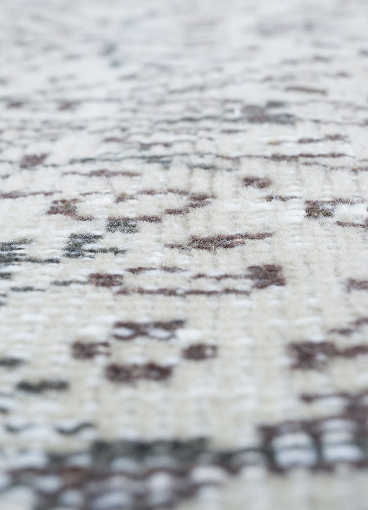 vintage grey and black wool hand knotted Rug - CloseUp