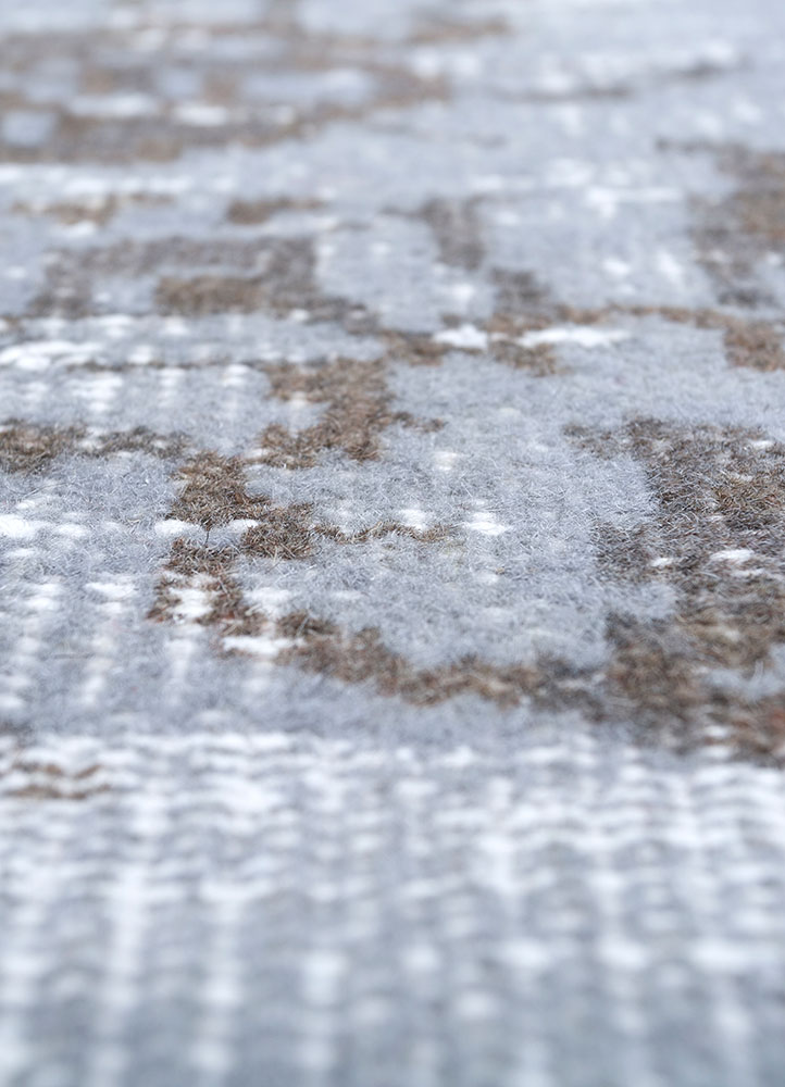 vintage grey and black wool hand knotted Rug - CloseUp