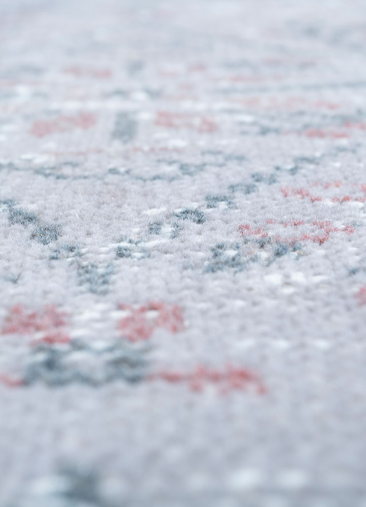 vintage grey and black wool hand knotted Rug - CloseUp