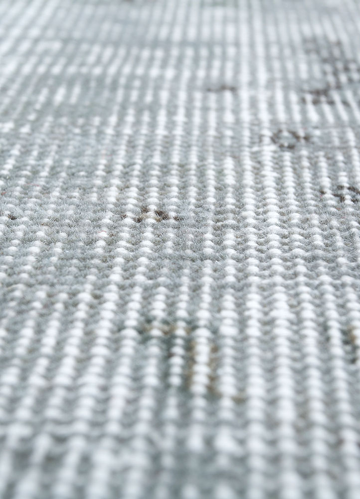 vintage grey and black wool hand knotted Rug - CloseUp