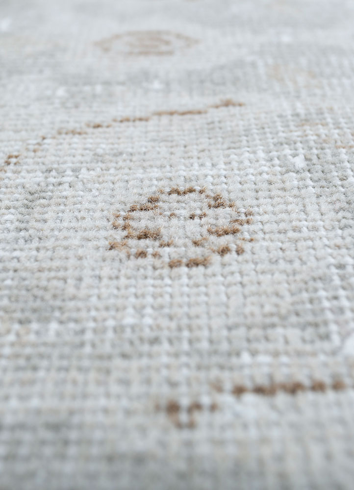 vintage grey and black wool hand knotted Rug - CloseUp