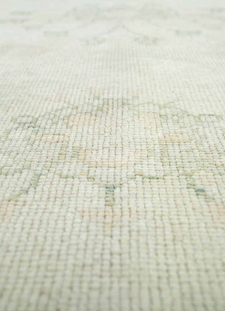 aalam beige and brown wool hand knotted Rug - CloseUp