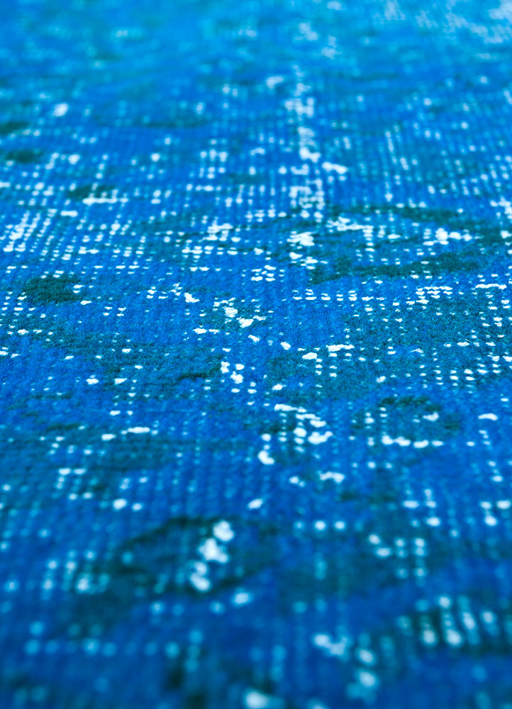 lacuna blue wool hand knotted Rug - CloseUp