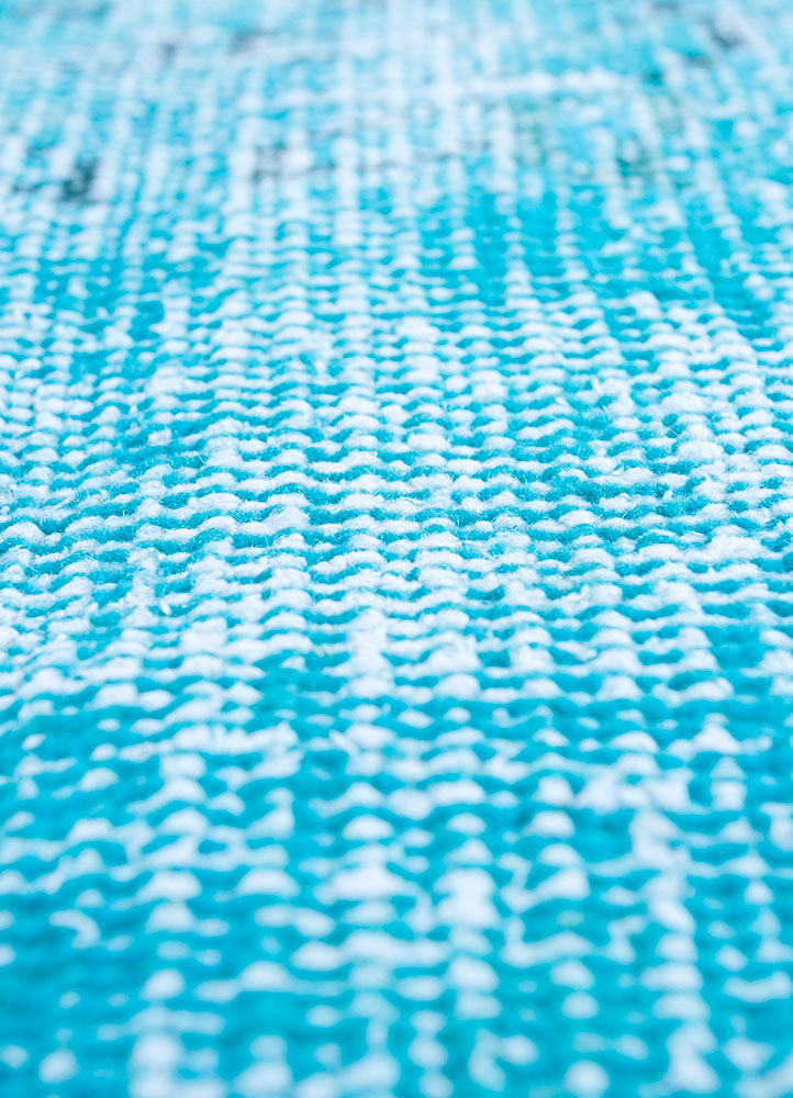 lacuna blue wool hand knotted Rug - CloseUp