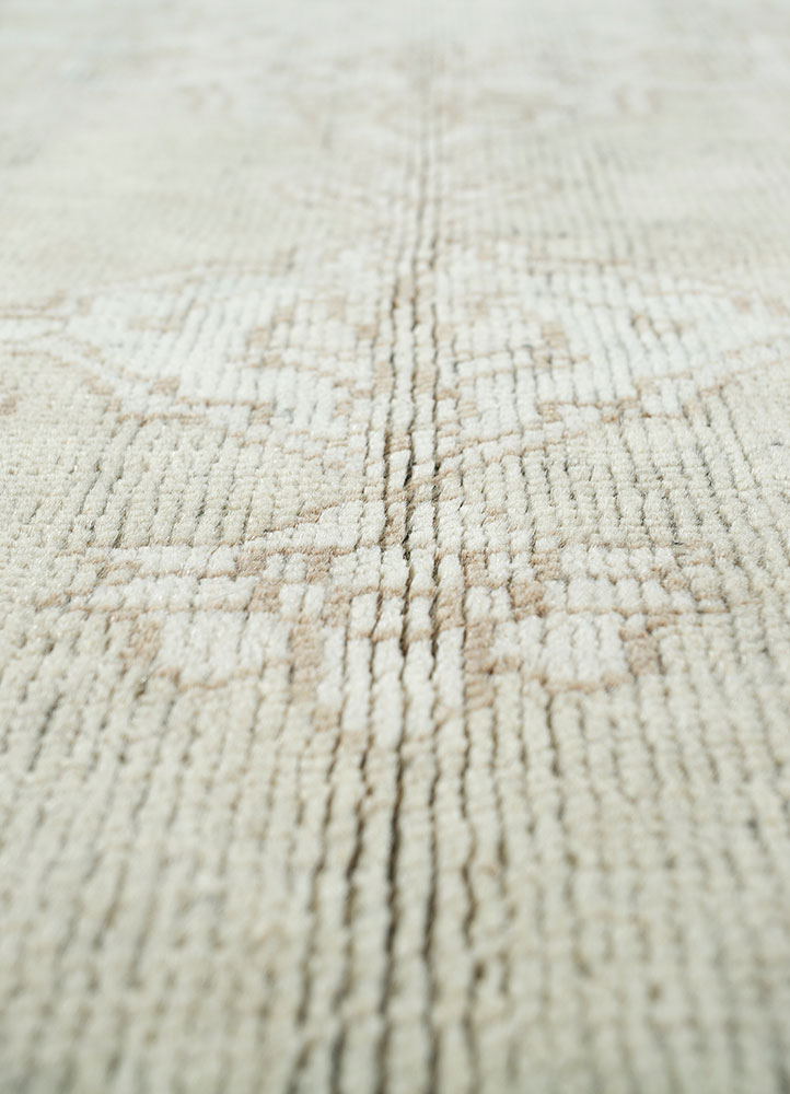 nuray beige and brown wool hand knotted Rug - CloseUp