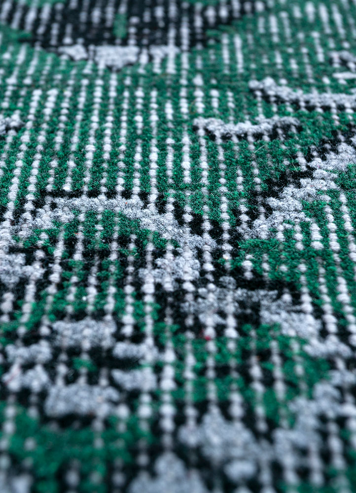 lacuna green wool hand knotted Rug - CloseUp
