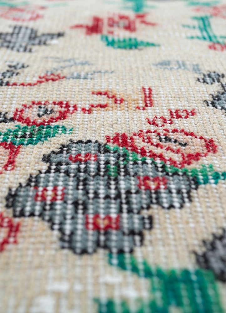 vintage blue wool hand knotted Rug - CloseUp
