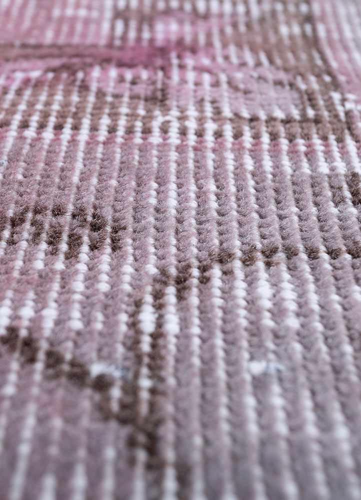 vintage pink and purple wool hand knotted Rug - CloseUp