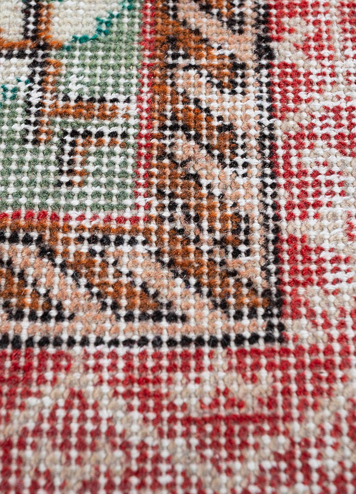 vintage blue wool hand knotted Rug - CloseUp
