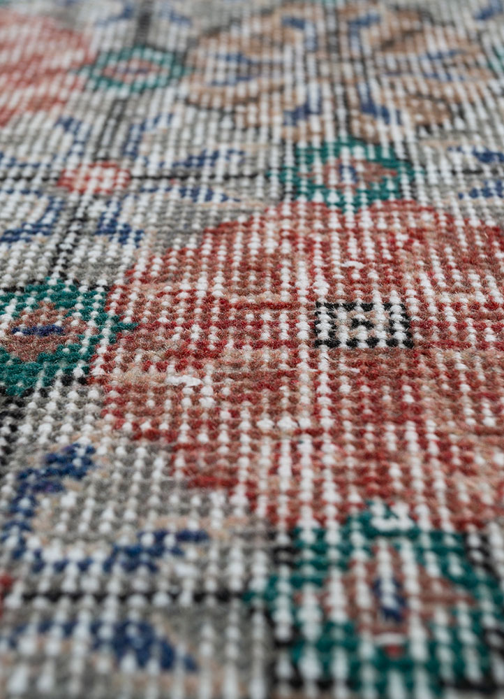 vintage blue wool hand knotted Rug - CloseUp