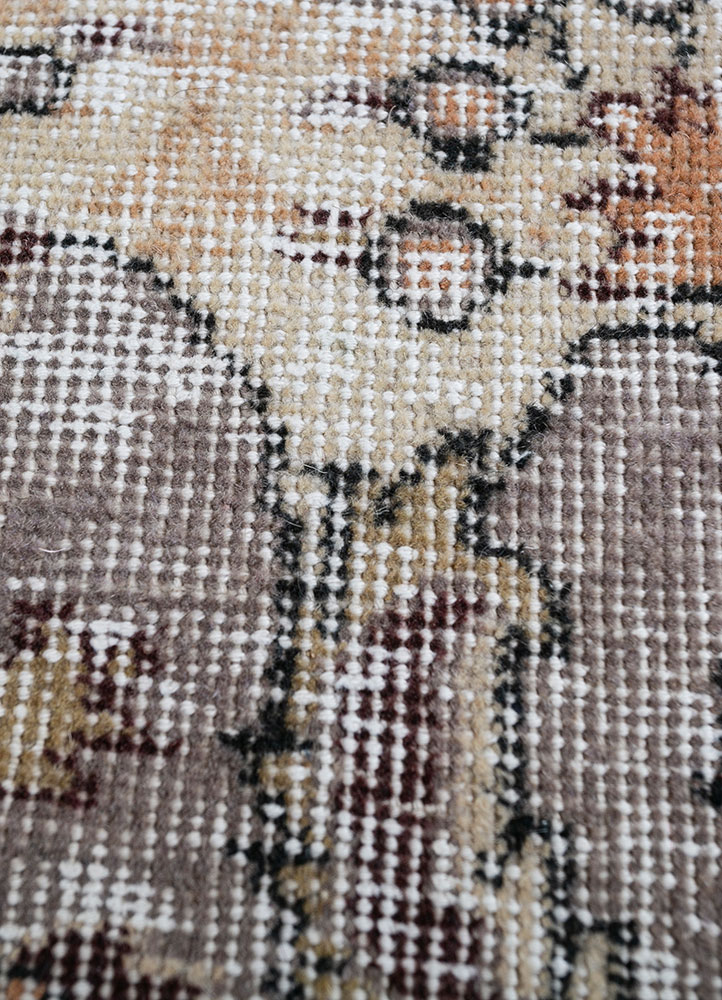 vintage grey and black wool hand knotted Rug - CloseUp
