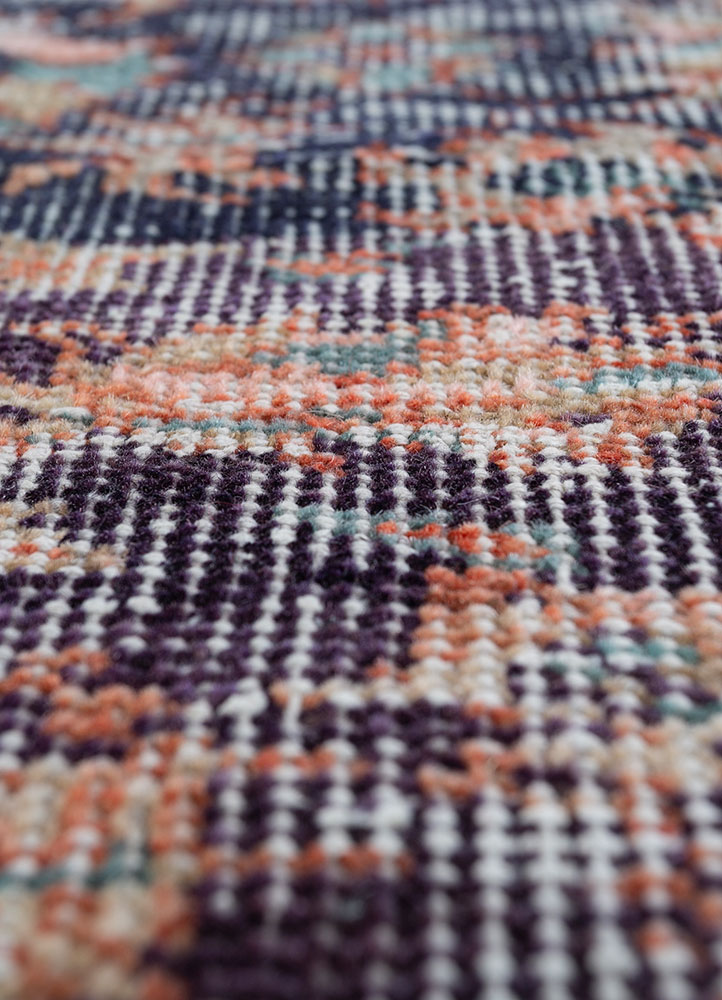 vintage blue wool hand knotted Rug - CloseUp