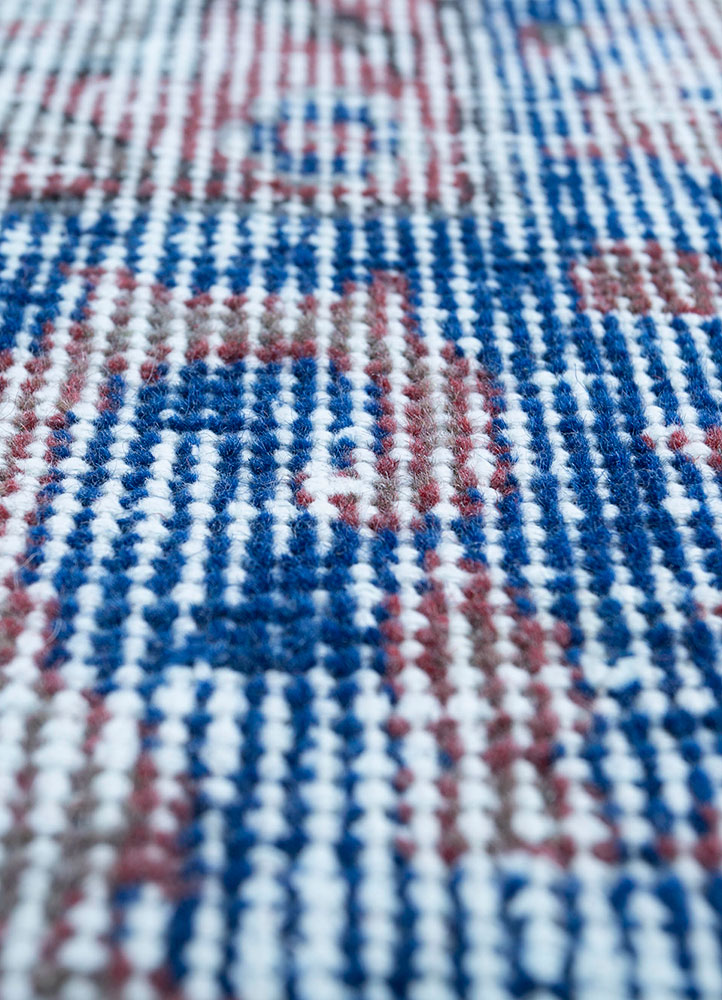 lacuna blue wool hand knotted Rug - CloseUp