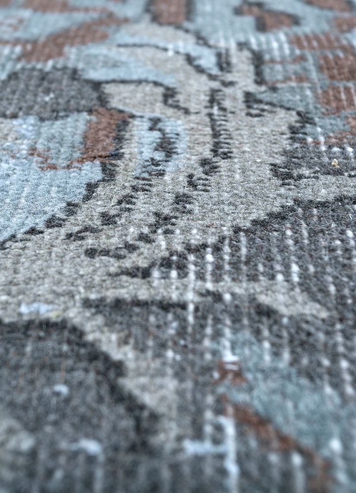 lacuna blue wool hand knotted Rug - CloseUp