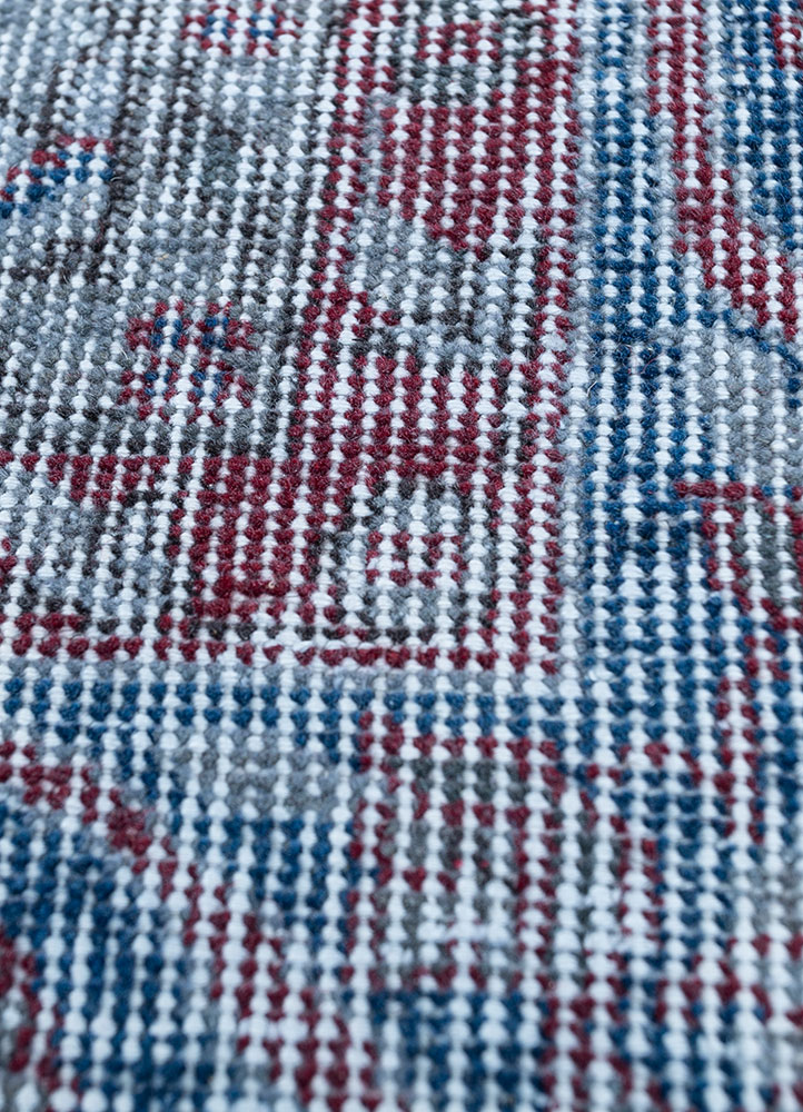 lacuna blue wool hand knotted Rug - CloseUp