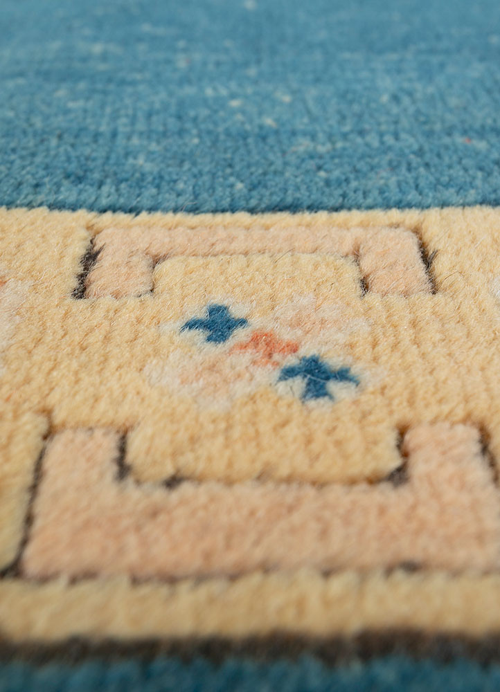 nuray blue wool hand knotted Rug - CloseUp