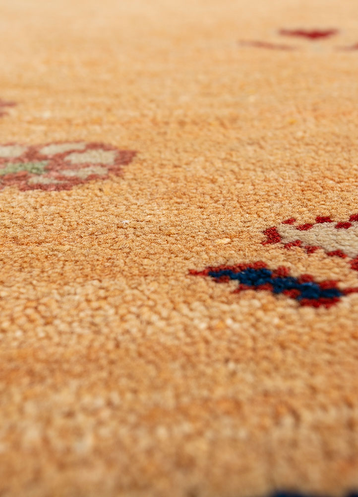 nuray beige and brown wool hand knotted Rug - CloseUp