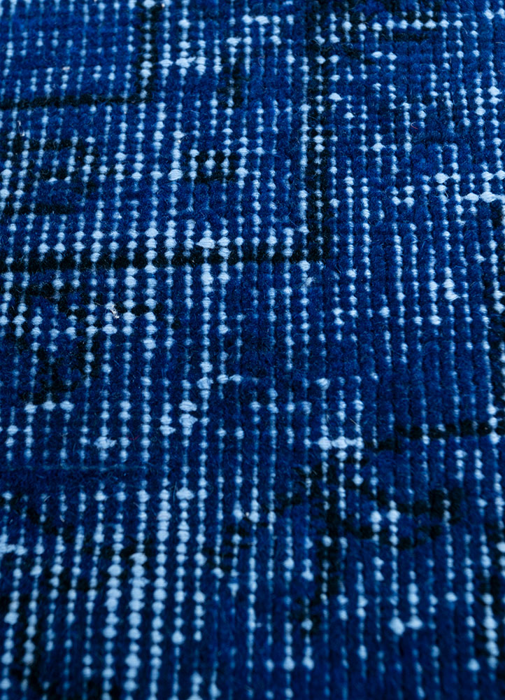 lacuna blue wool hand knotted Rug - CloseUp