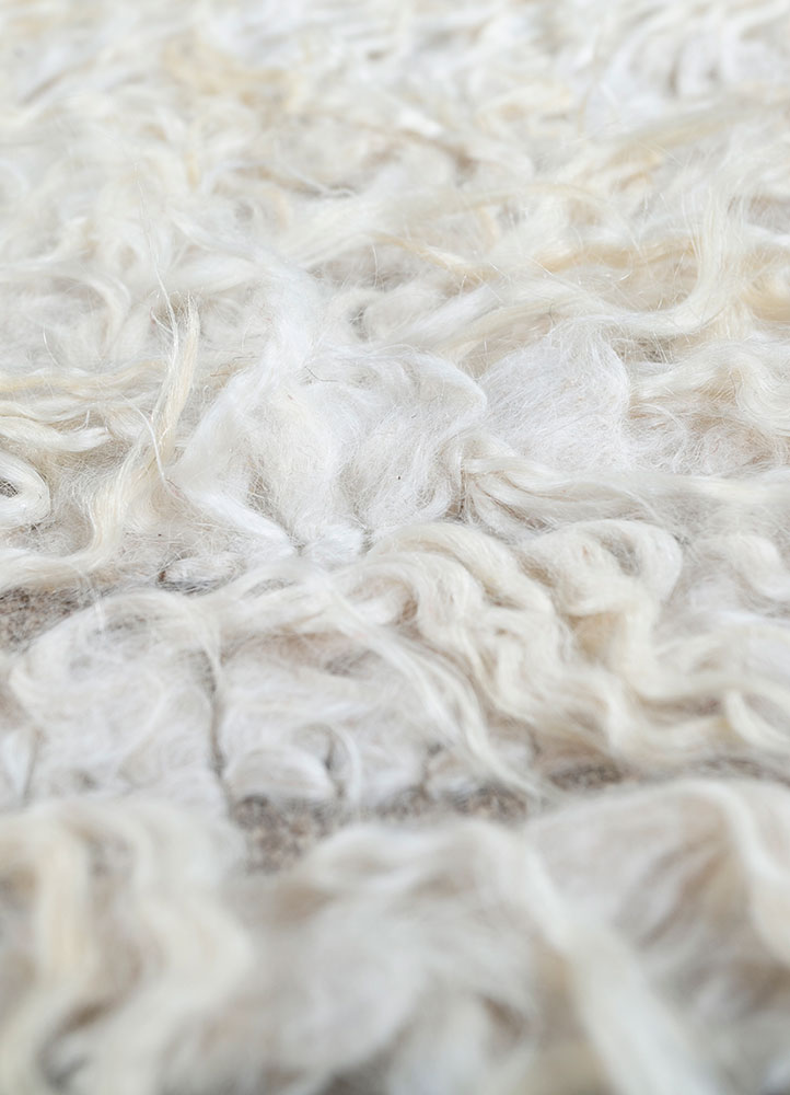 zuri ivory wool hand knotted Rug - CloseUp