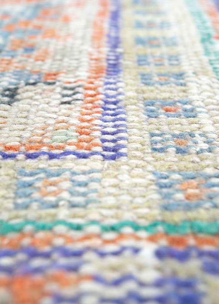 vintage multi wool hand knotted Rug - CloseUp