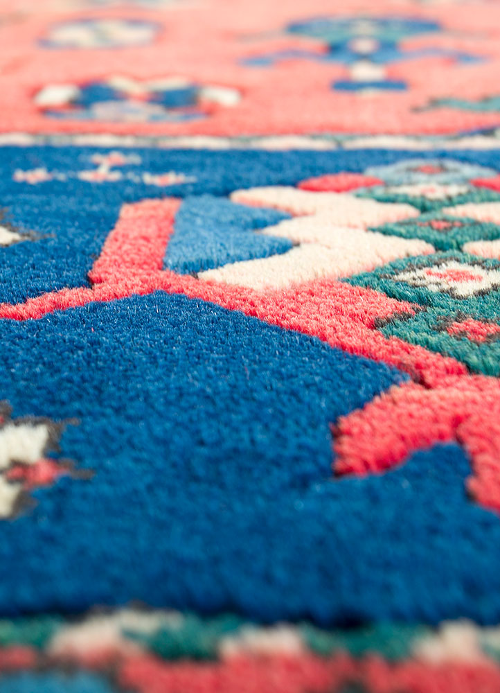 nuray red and orange wool hand knotted Rug - CloseUp