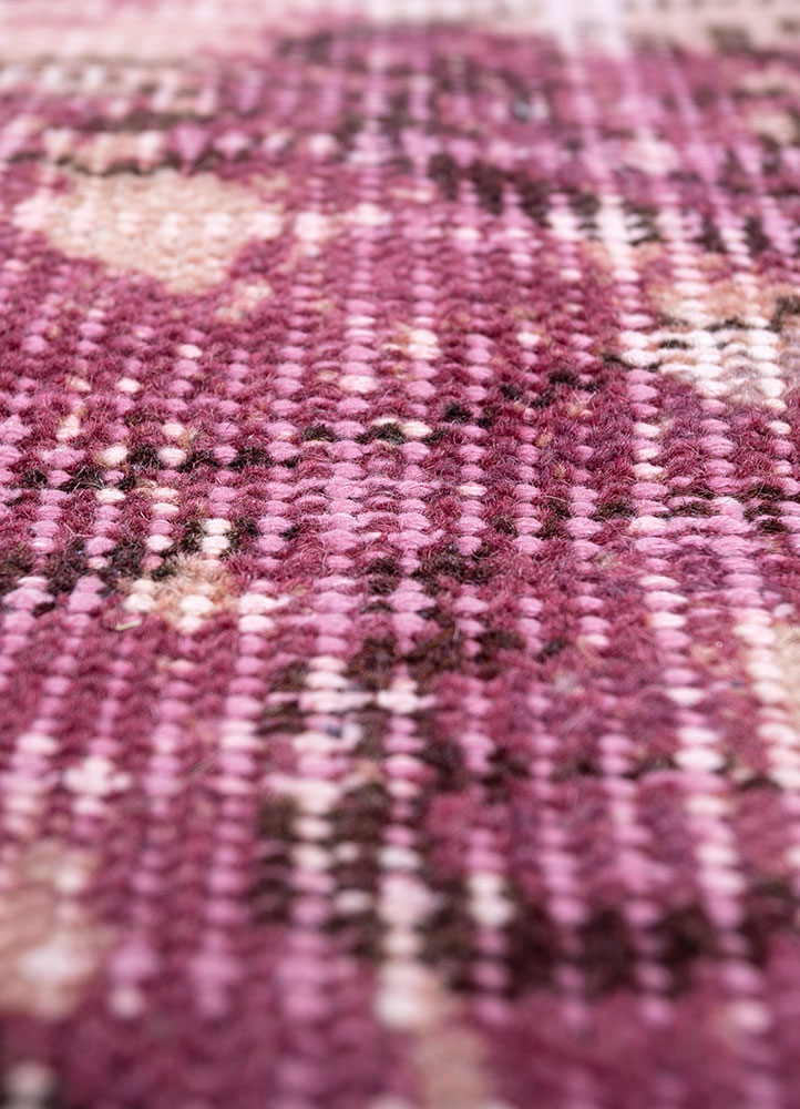 provenance pink and purple wool hand knotted Rug - CloseUp