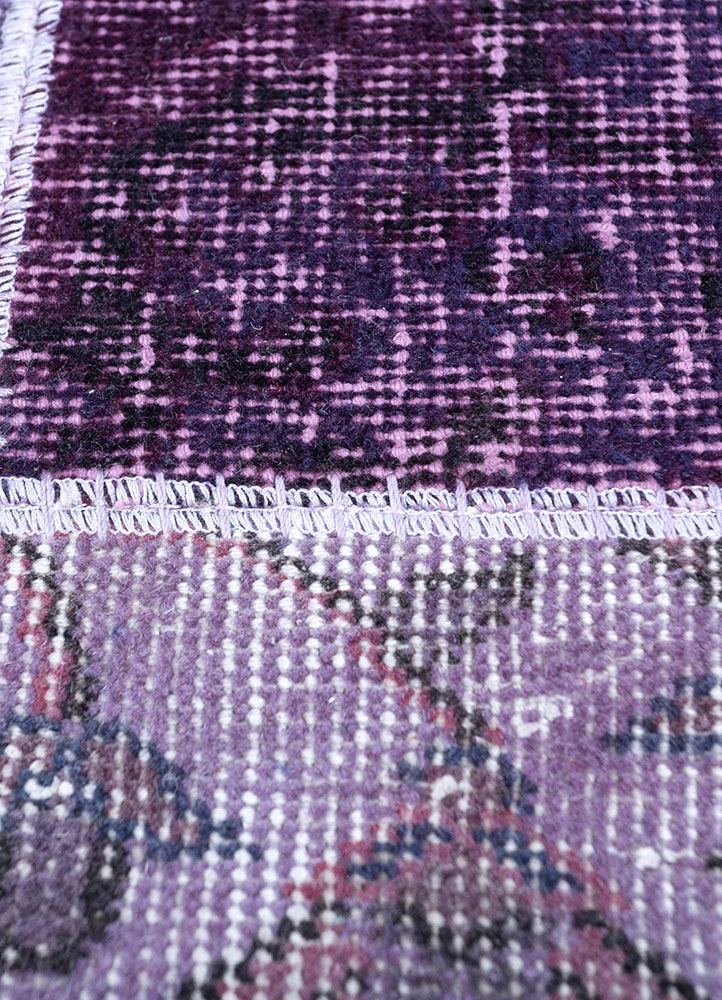 provenance pink and purple wool hand knotted Rug - CloseUp